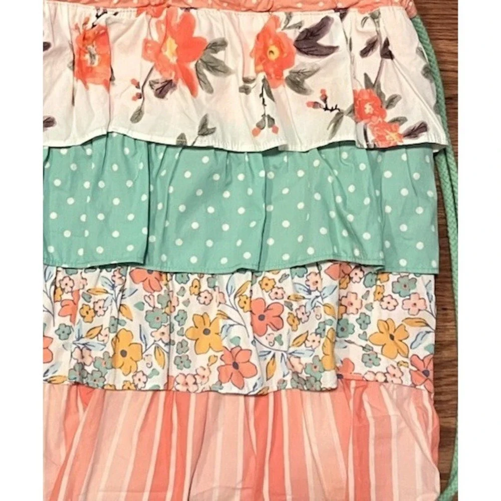Matilda Jane Backpack Pink Polka Dot Drawstring Bag Ruffle Cotton Floral Cottage